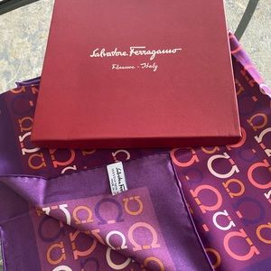 Salvatore Ferragamo 100% silk scarf with box. New